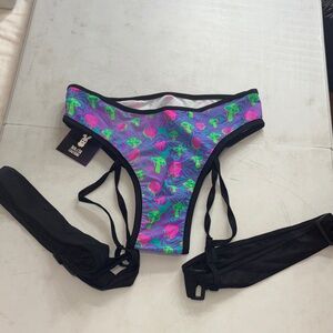 Colorful Rave Bikini Bottoms with Garters